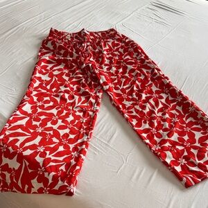 LOFT Red and White Floral Wide Leg Pants
